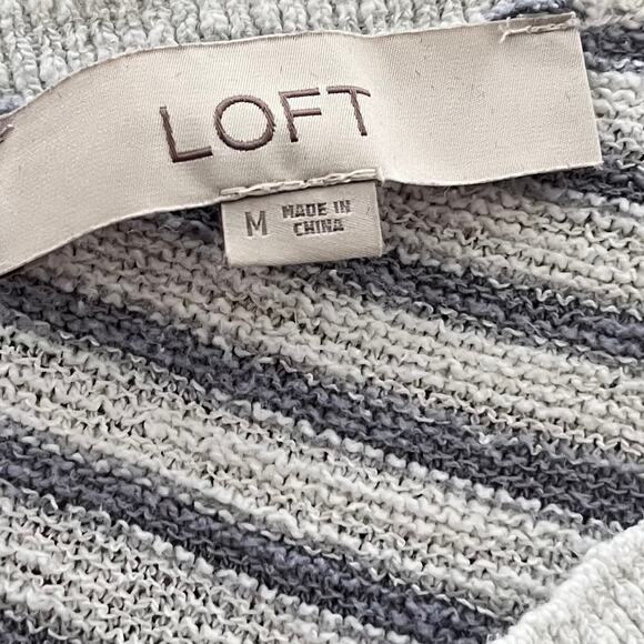 Loft Womens Stripped Blouse 3/4 Sleeve Sweatshirt V Neck Pullover Blouse Size M - Picture 3 of 6